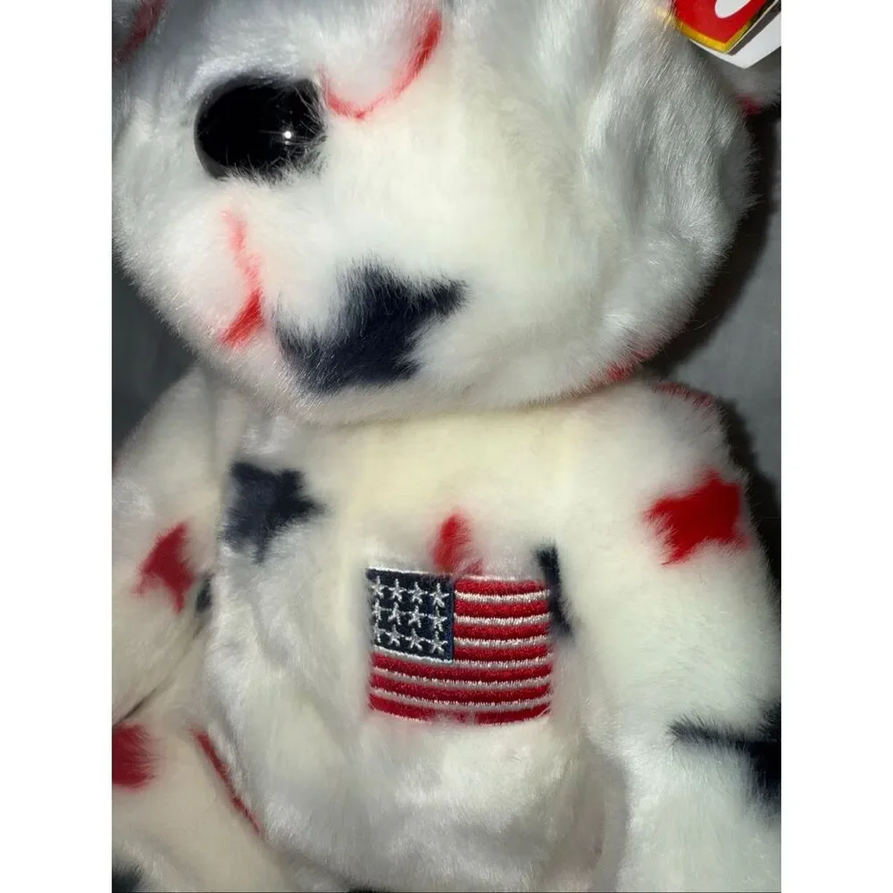 Ty Beanie Buddy Glory Bear 2001 Red White Blue Stars Flag USA Mint Tags 15” TyLO